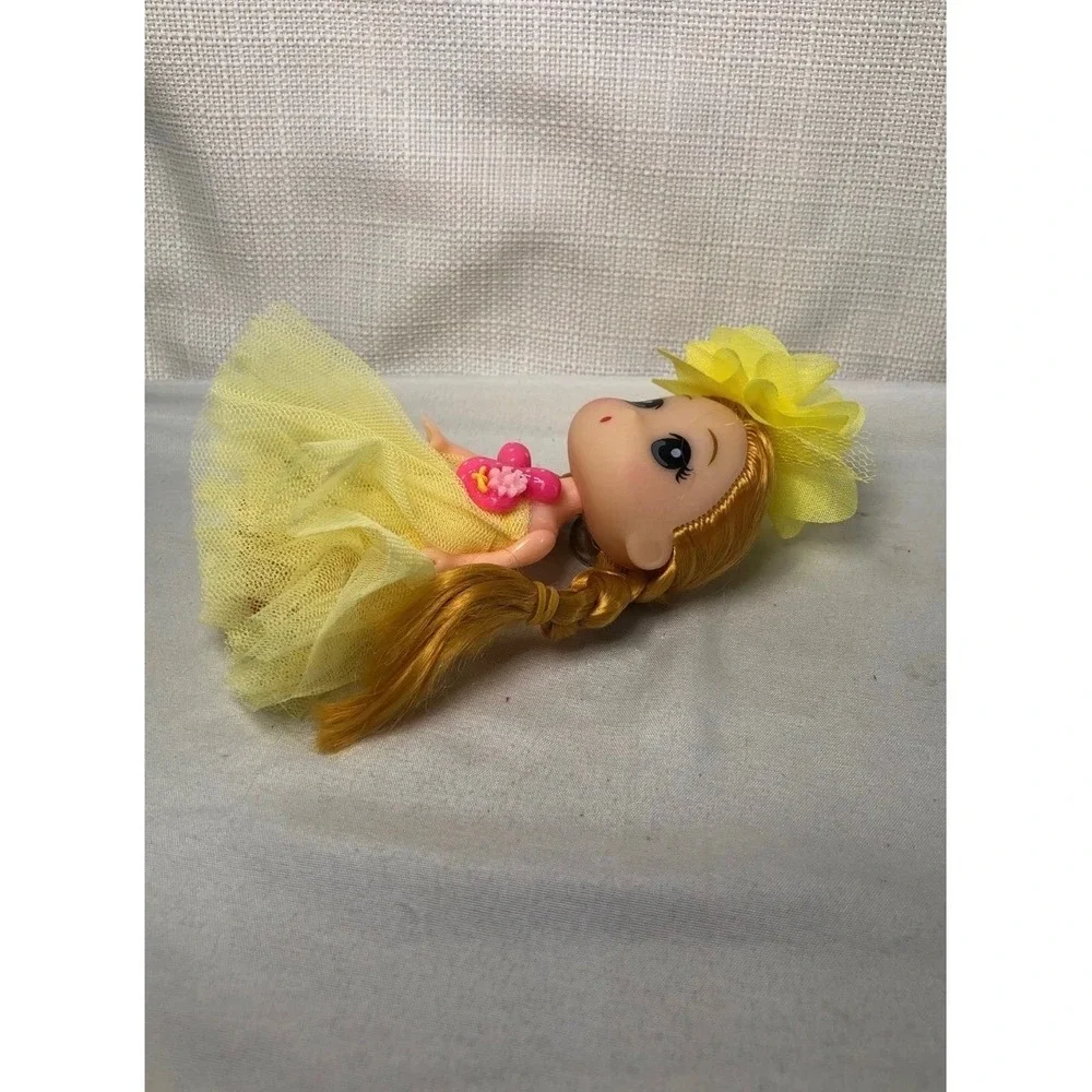 Miniature Doll Keychain Yellow Tulle Dress Braided Ginger Hair Collectible 5in